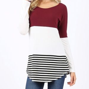 Long sleeve color block shirt